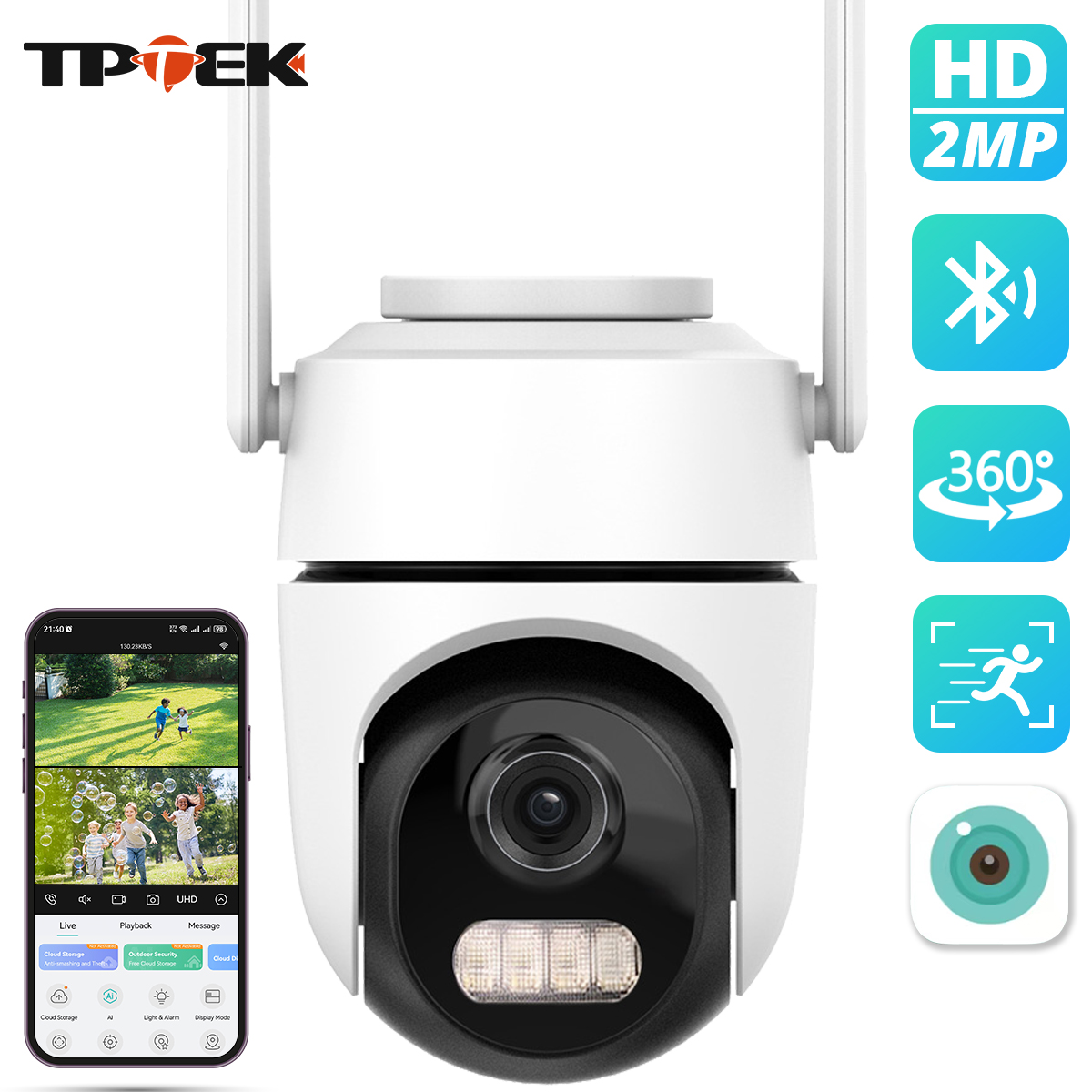Btt Skr Mini - 2MP 1080P WiFi PTZ セキュリティカメラ デュアルライト