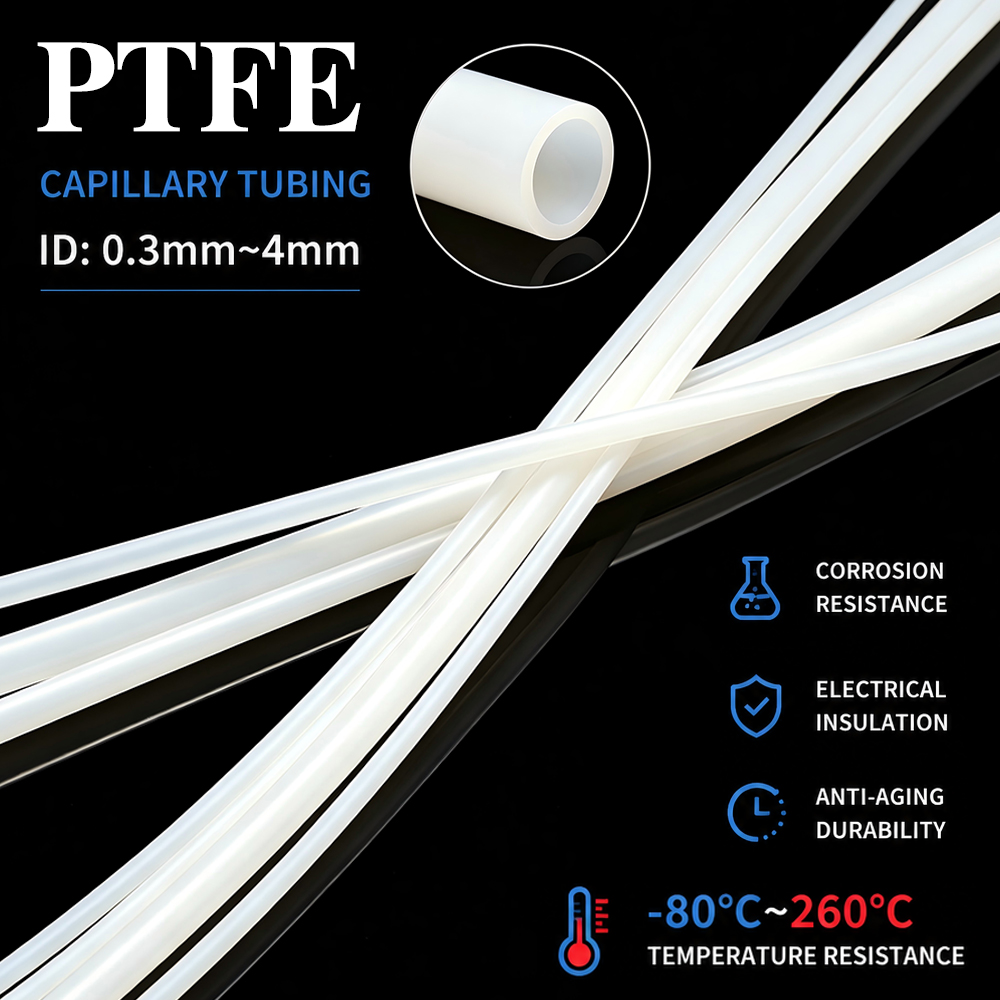 Ptfe Tube - PTFE キャピラリーチューブ ID 0.2/0.6/0.8/1/1.2/1.5/1.6/1.8/2/3/4/5mm F46 絶縁パイプ高温耐腐食性