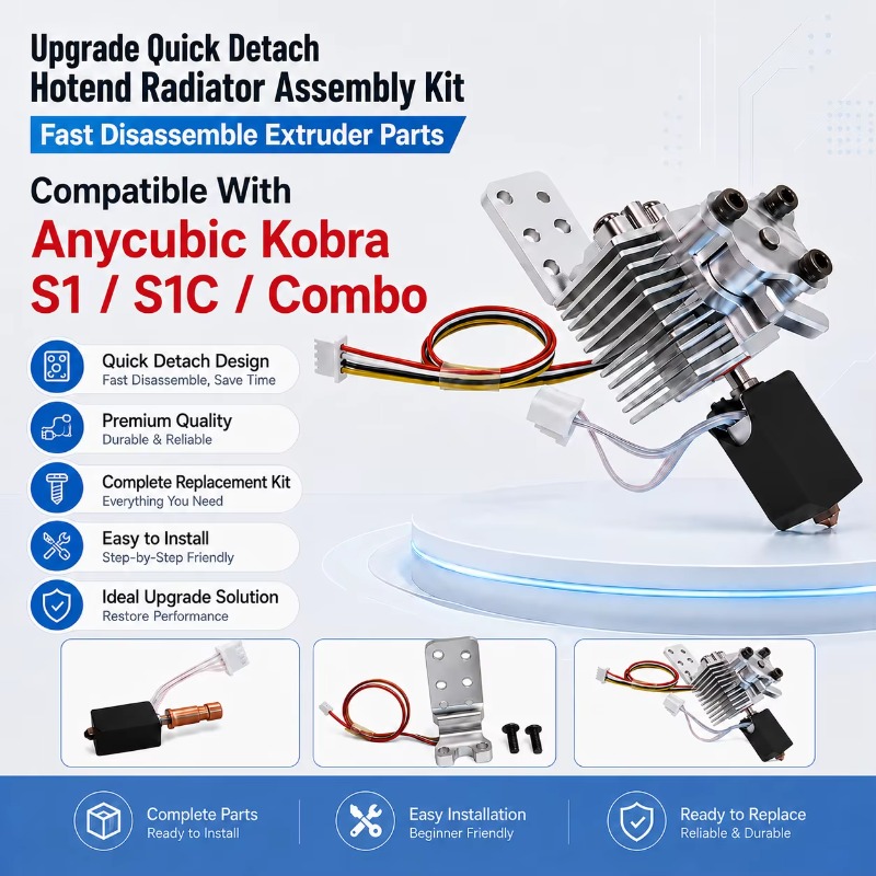 Hotend Assembly - クイックディタッチ式ホットエンドラジエーターアセンブリキット。Kobra S1、S1Cコンボに対応し、素早く分解・組み立てが可能なエクストルーダー部品。