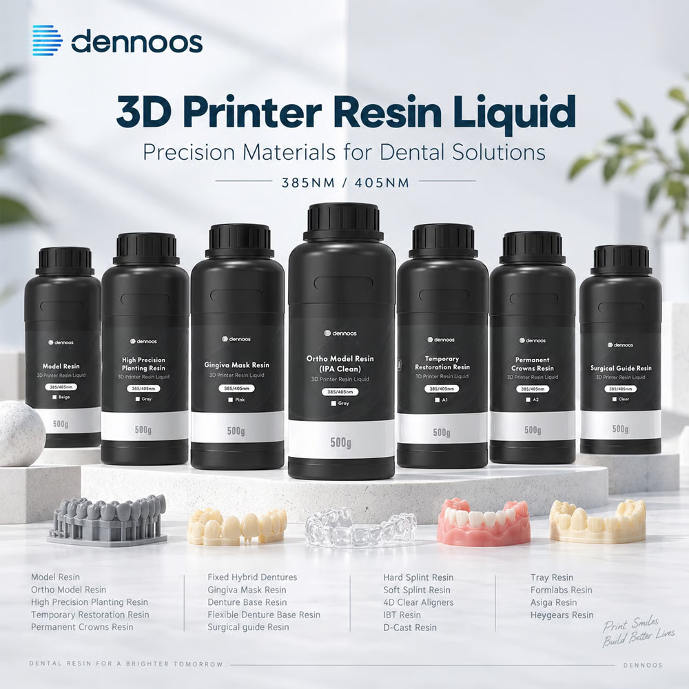Resin Printer - 3Dプリンター用レジン、歯科ラボ用モデル、矯正用、永久歯冠、固定式ハイブリッド義歯、歯肉マスク、385nm、405nm、UV硬化。