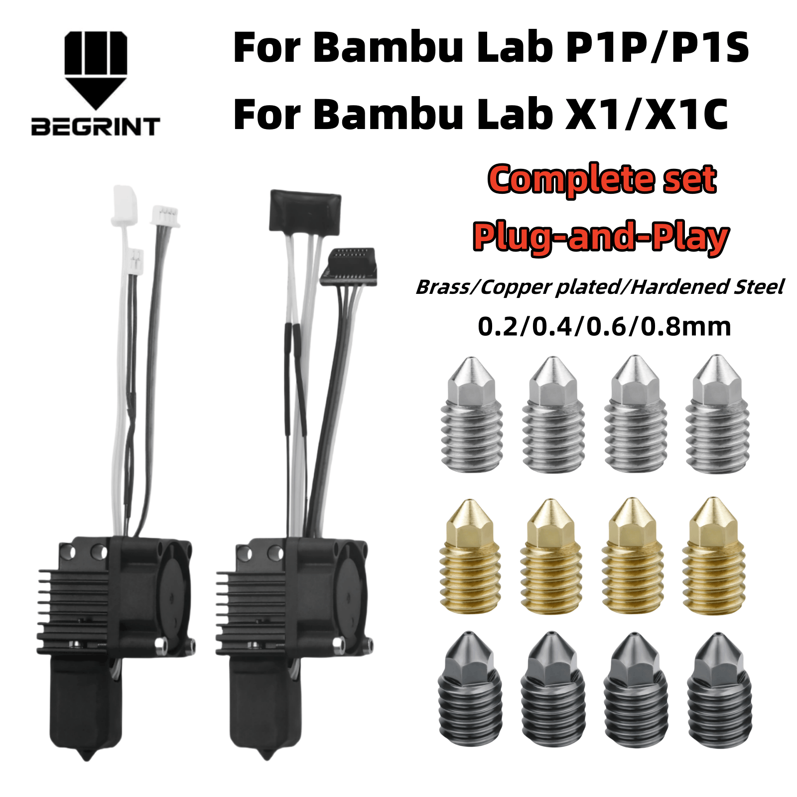Hotend 0.4Mm - Bambu Lab X1C P1P P1S用 ホットエンド