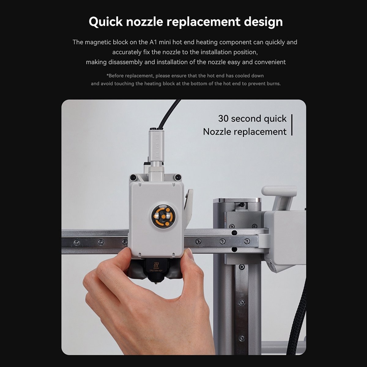 Hotend Assembly - DT1410/ホットエンドキット A1/A1 ミニ高速ホットエンドアセンブリ用 0.2mm 硬化鋼ノズル 3D