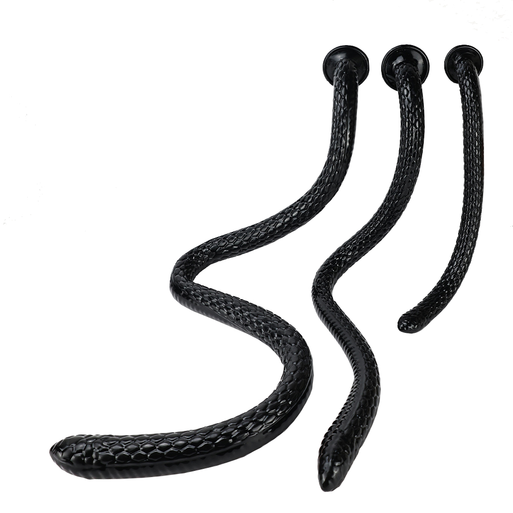 Cobra Extruder - 巨大なエクストラロングアナルプラグブラックTPEスネークヘッドモンスターペニス魚鱗型バットプラグ大人のおもちゃ同性愛者に適しています