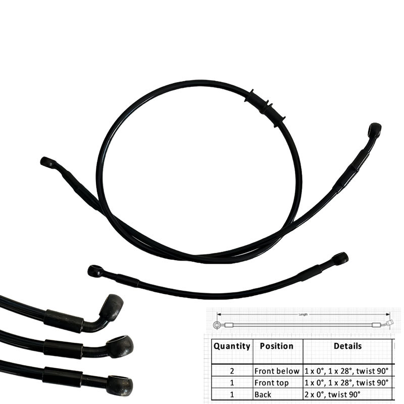 Ptfe Tube - 編組油圧ブレーキホース,強化ブレーキクラッチパイプ,フロントおよびリア,ptfe,an3,m10,0 °, 28 °, 90 °