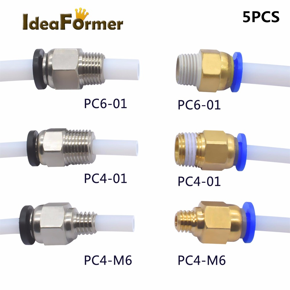 Filament 1.75 - 5 個クイックフィッティング PC4-01 PC6-01 PC4-M6 ストレート空気圧フィッティングプッシュコネクタ供給