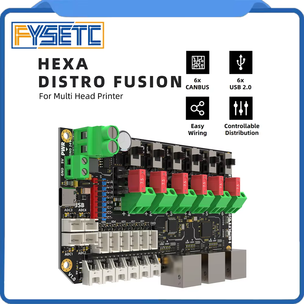 Direct Drive Extruder - FYSETC Hexa Distro Fusionボード、USB2517ベース、CAN 2.0コネクタ搭載、Voronマルチヘッドプリンター用