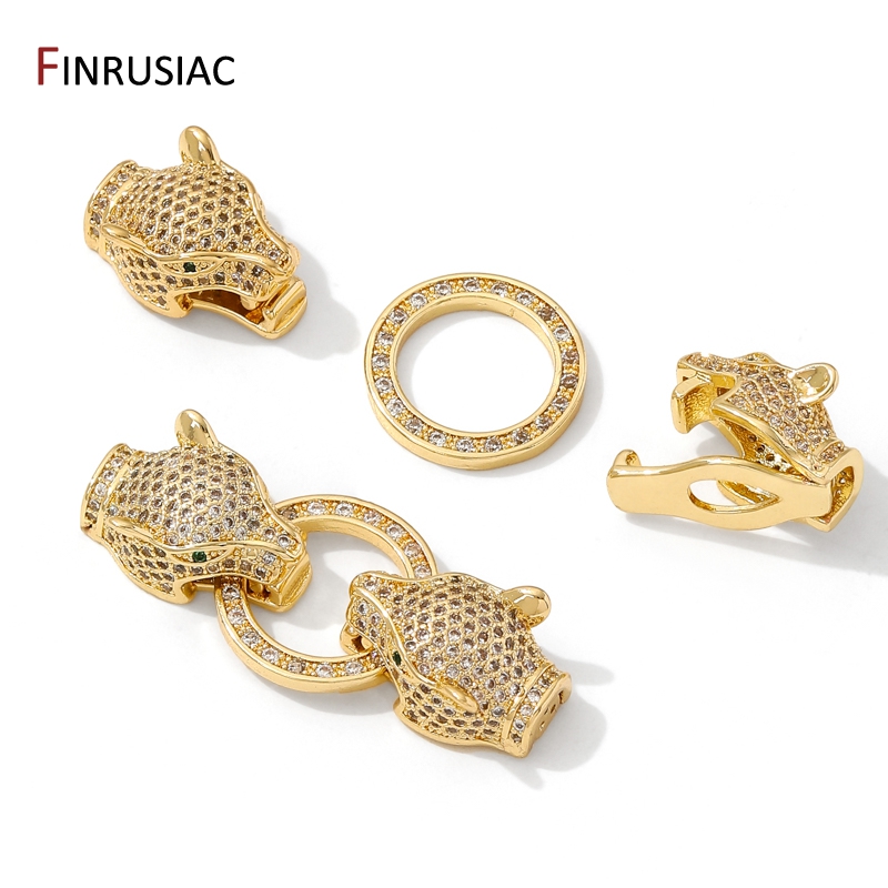 18K ゴールドメッキ真鍮象嵌ジルコンヒョウヘッドパールクラ - Nozzle Brass のレビューと価格
