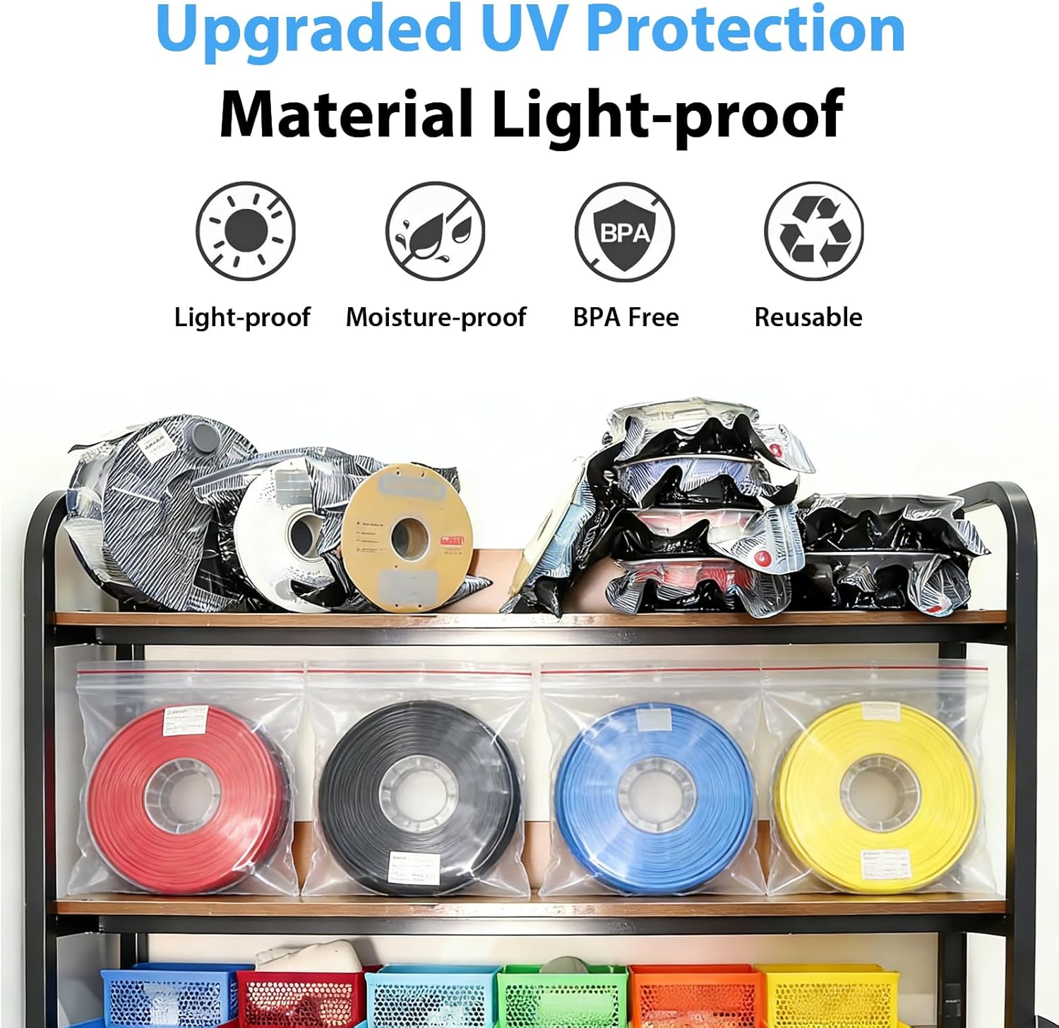 アップグレードされた3Dプリンター用黒色フィラメント収納バッ - Petg Filament のレビューと価格