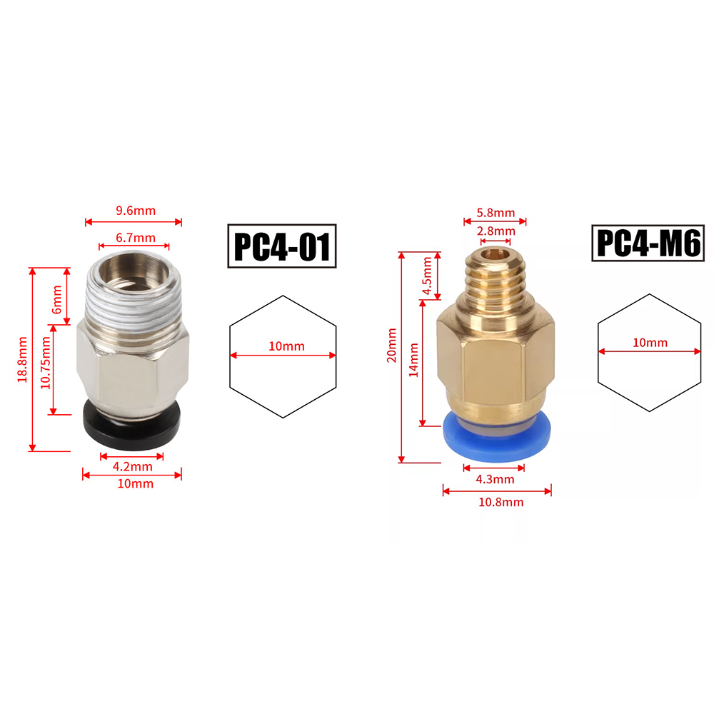 10 ピース/ロット PC4-M10 空気圧コネクタ 3D  - Filament 1.75 のレビューと価格