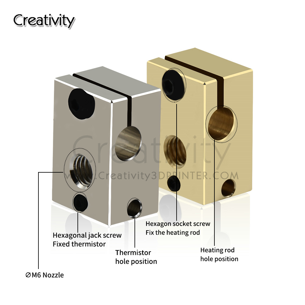 V6 PT100 ヒーターブロックメッキ銅真鍮 3D プリン - Direct Drive Extruder のレビューと価格