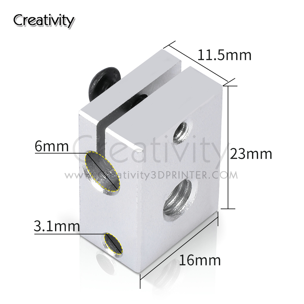 V6 PT100 ヒーターブロックメッキ銅真鍮 3D プリン - Direct Drive Extruder のレビューと価格