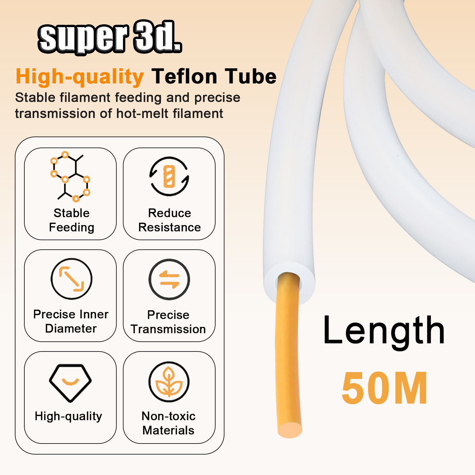 1/2/50M Bambu Lab PTFEチューブ 内径2 - Bowden Tube のレビューと価格