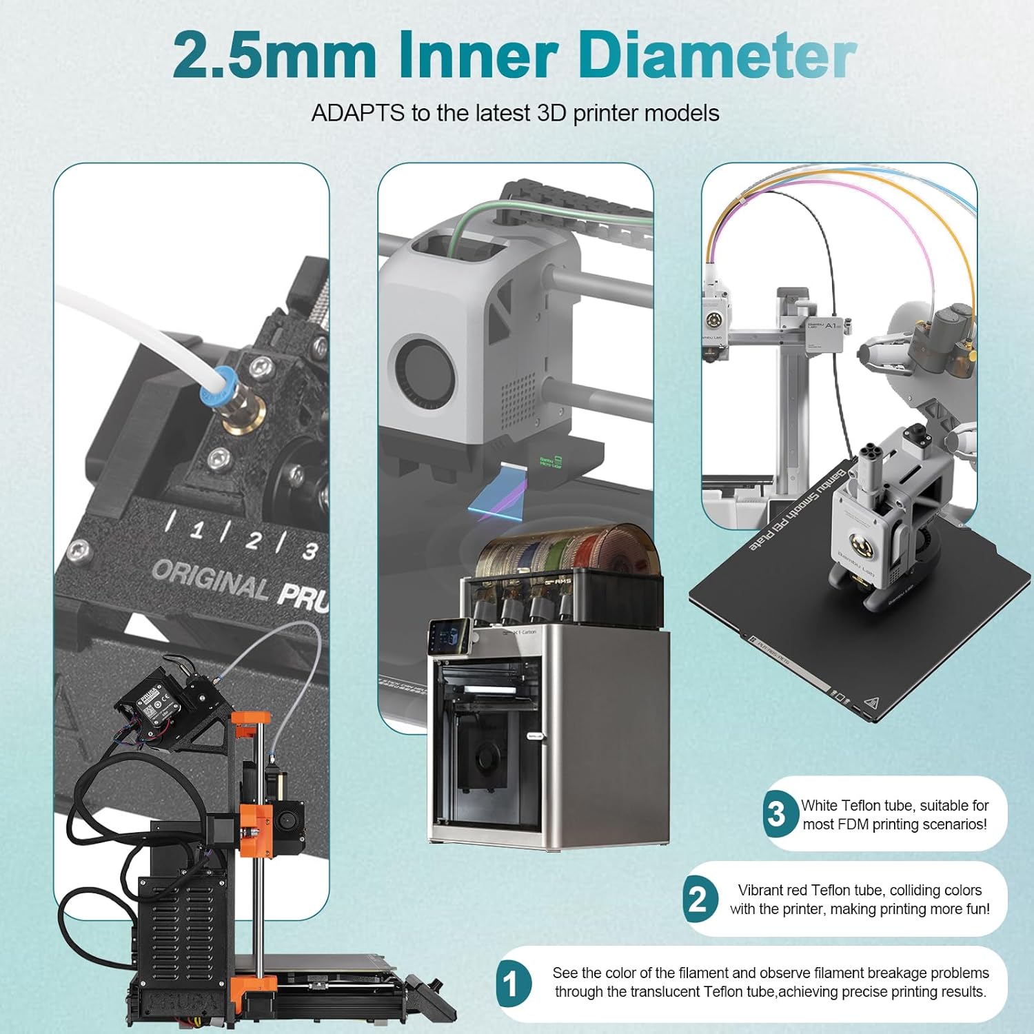 Bambu Lab PTFEチューブ2.5mm ID×4mm - Direct Drive Extruder のレビューと価格