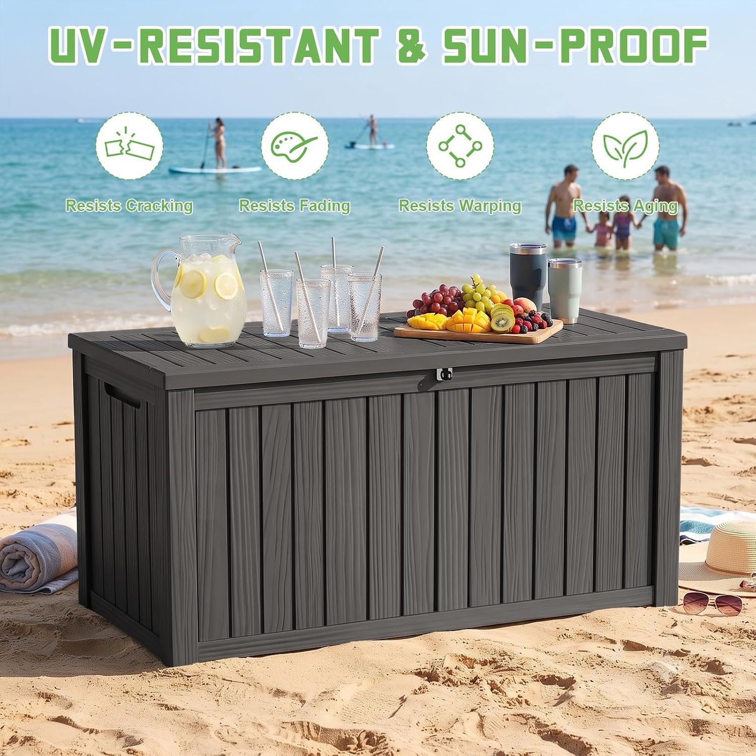 200ガロンのロック可能な樹脂製デッキボックス、防水・UV耐 - Uv Resin のレビューと価格