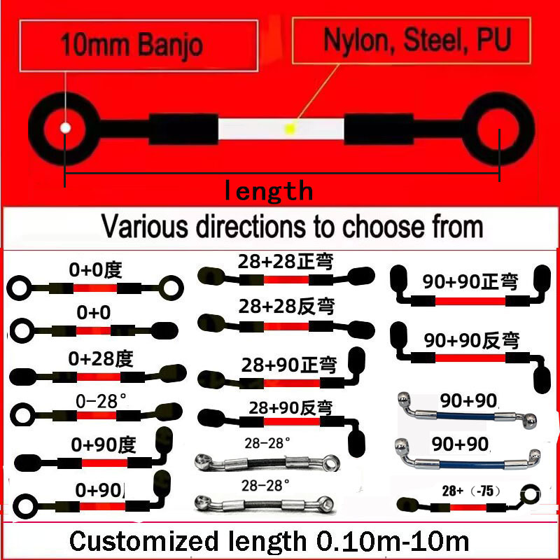 編組油圧ブレーキホース,強化ブレーキクラッチパイプ,フロント - Ptfe Tube のレビューと価格