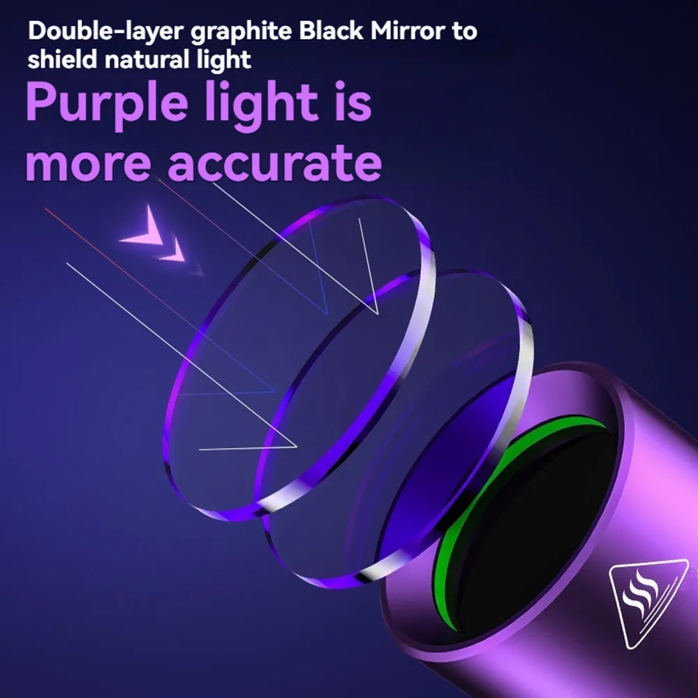 365nm ハイパワー UV 懐中電灯ブラックミラーパープル - Uv Resin のレビューと価格