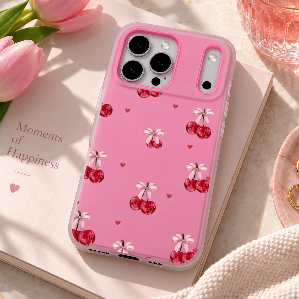 かわいいピンクのハート柄のリボンが付いたiPhone用ケース - Tpu Filament のレビューと価格