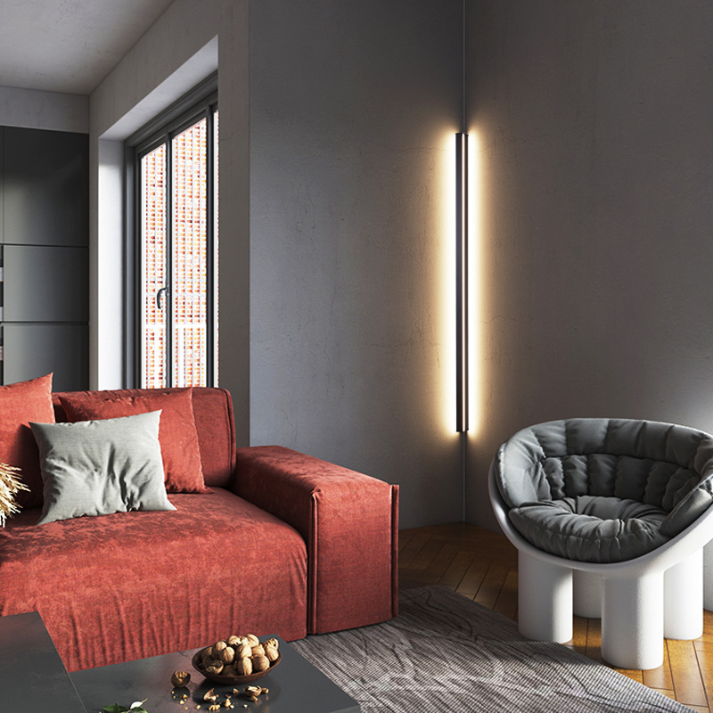 北欧ミニマリズムロングストリップコーナーウォールランプシンプ - Glass Bed のレビューと価格