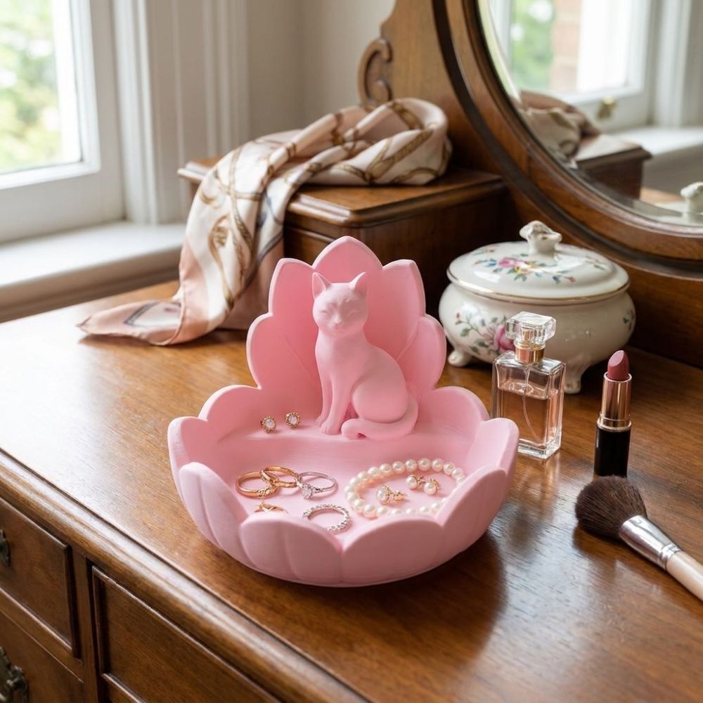 かわいい蓮の花の形をした猫のジュエリー収納トレイ、3Dプリン - 3D Printer Stand のレビューと価格