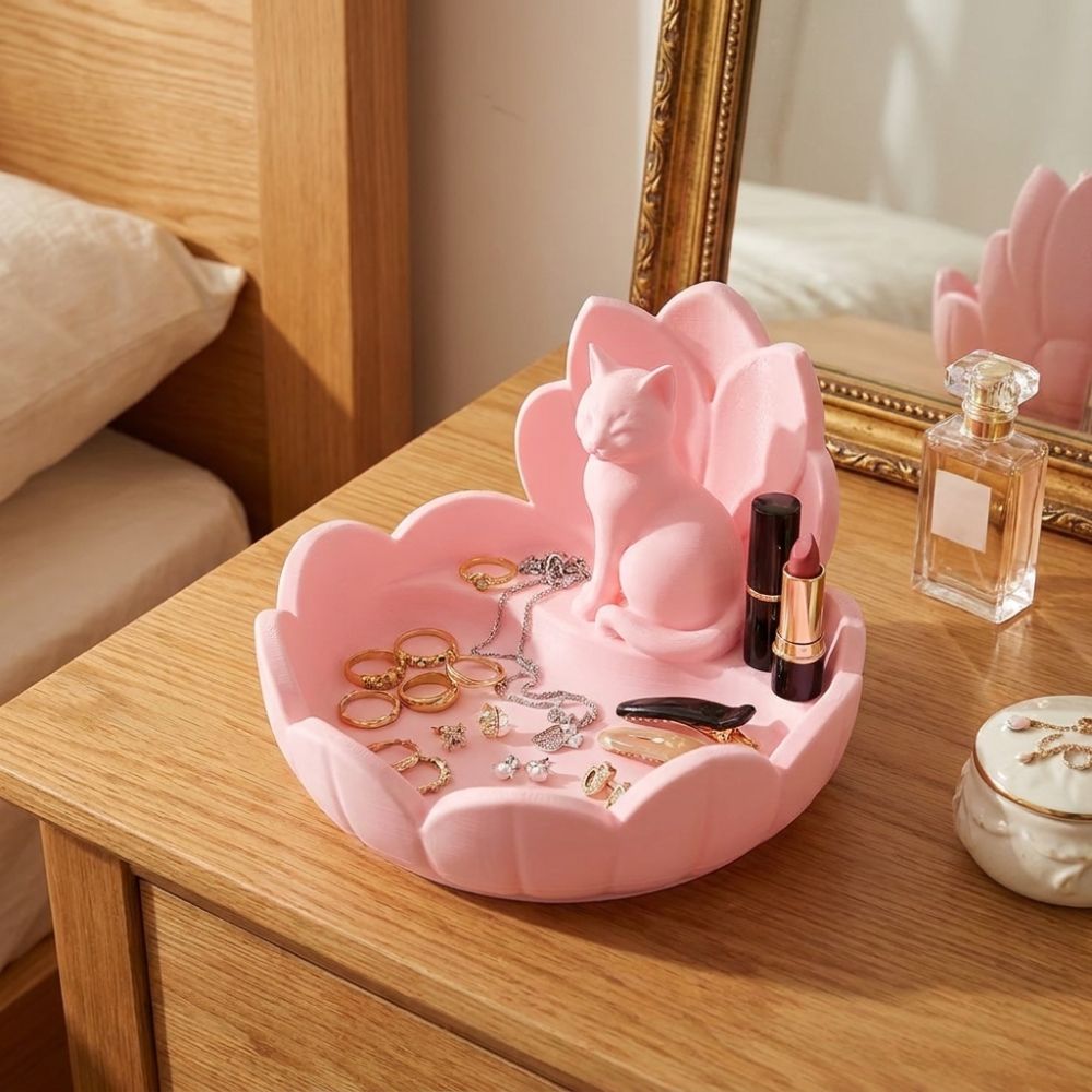 かわいい蓮の花の形をした猫のジュエリー収納トレイ、3Dプリン - 3D Printer Stand のレビューと価格