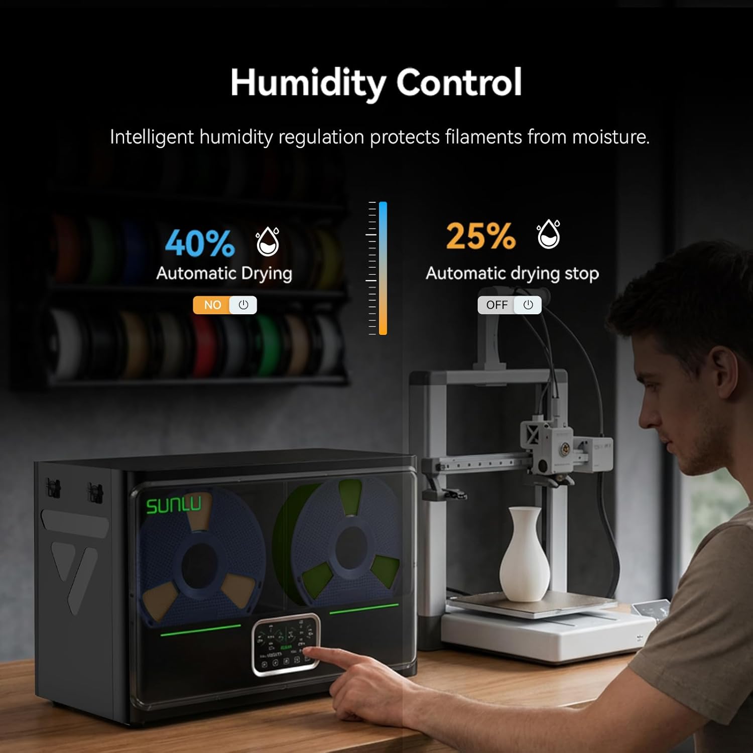 SUNLU S4 Pro 3Dフィラメント乾燥機、4ロール（ - Filament 1.75 のレビューと価格