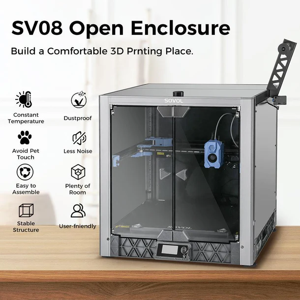 ソボル新発売3DプリンターSV08、金属と炭化ケイ素ガラス製 - Enclosure 3D Printer のレビューと価格