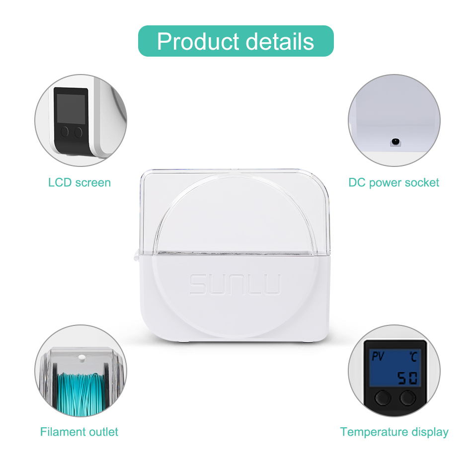 Sunlu-3Dプリンター用フィラメントドライヤーボックス, - Filament 1.75 のレビューと価格