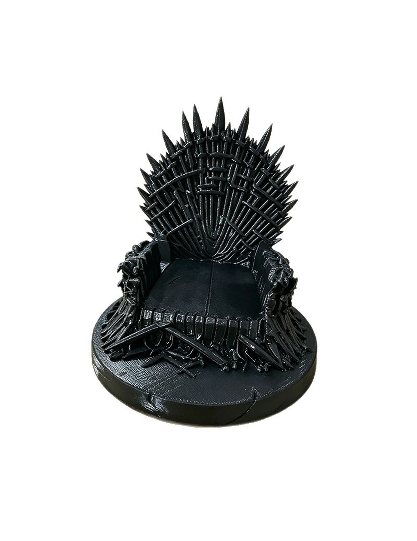 3Dプリント製の黒い携帯電話ホルダー、王座の彫刻、円形ベース - 3D Printer Stand のレビューと価格