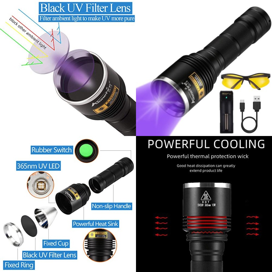 SV13 15W 365nm UV懐中電灯 充電式紫外線ウッ - Uv Resin のレビューと価格