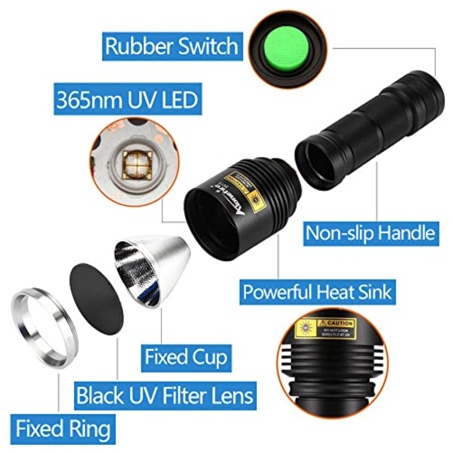 SV13 15W 365nm UV懐中電灯 充電式紫外線ウッ - Uv Resin のレビューと価格